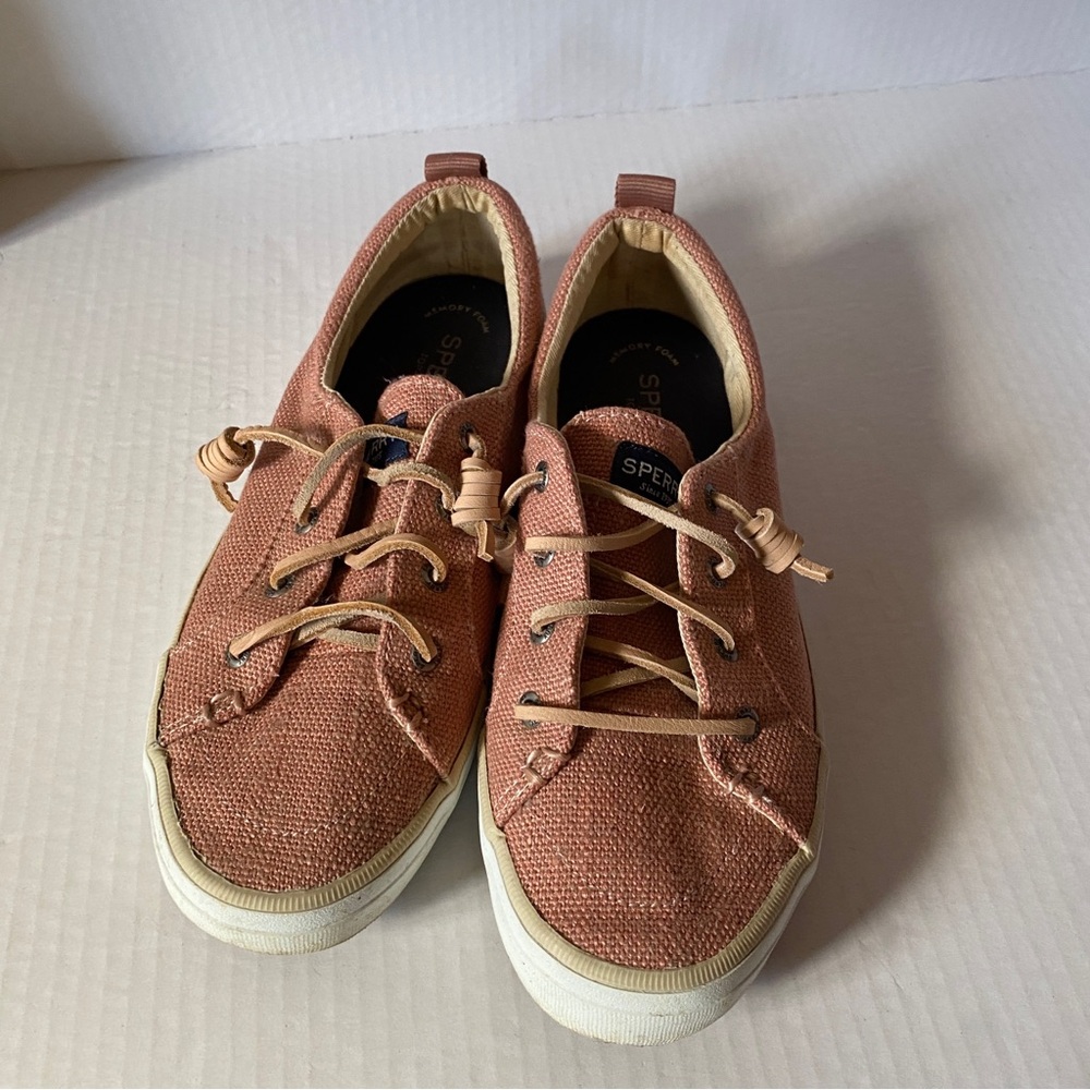 SPERRY Women's Sz 7 crest vibe Coral slip on Sneaker low top lace up comfortable